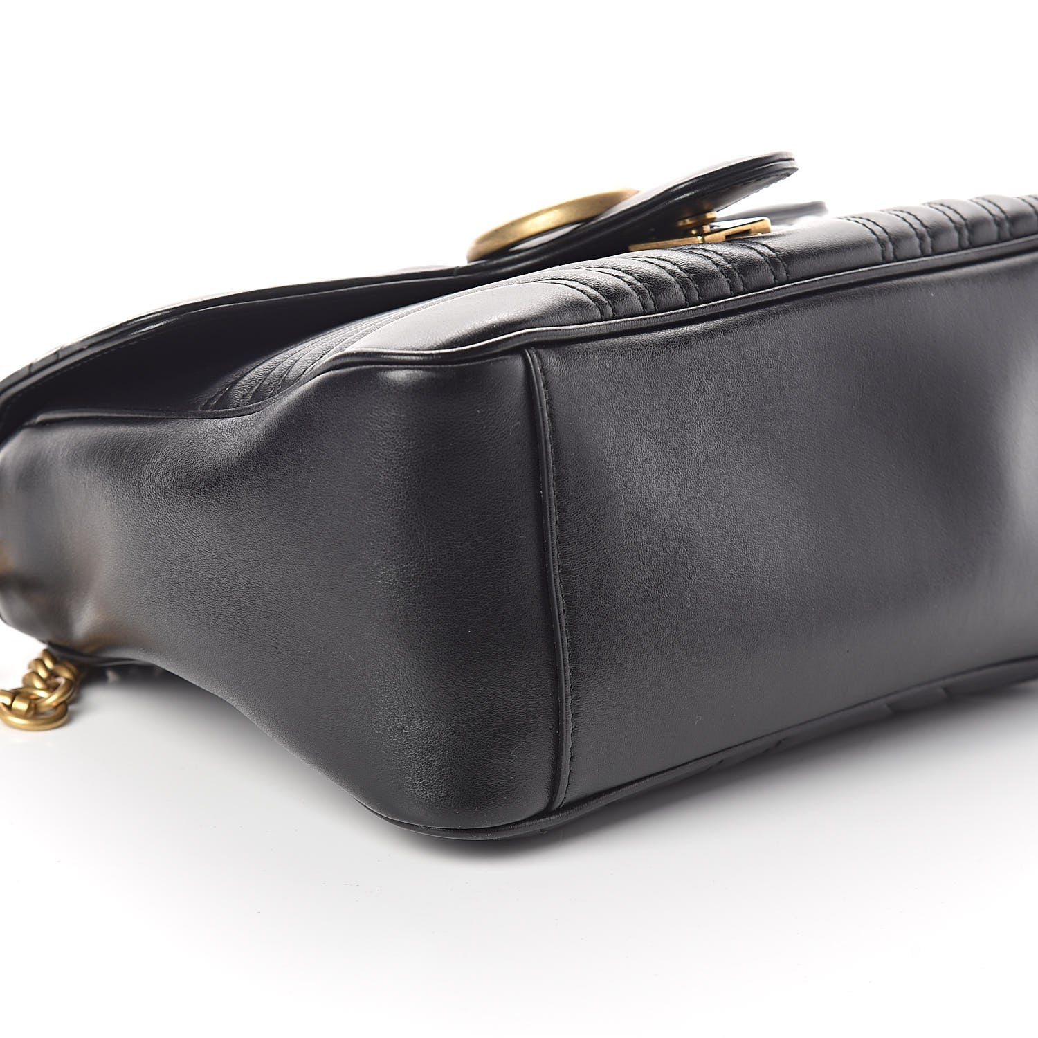 Gucci Calfskin Matelasse Small GG Marmont Top Handle Shoulder Bag Black 8 of 9