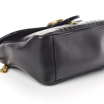 Gucci Calfskin Matelasse Small GG Marmont Top Handle Shoulder Bag Black 8 of 9