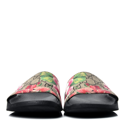 Gucci GG Supreme Monogram Blooms Slide Sandals 38 Beige Multicolor 2 of 10