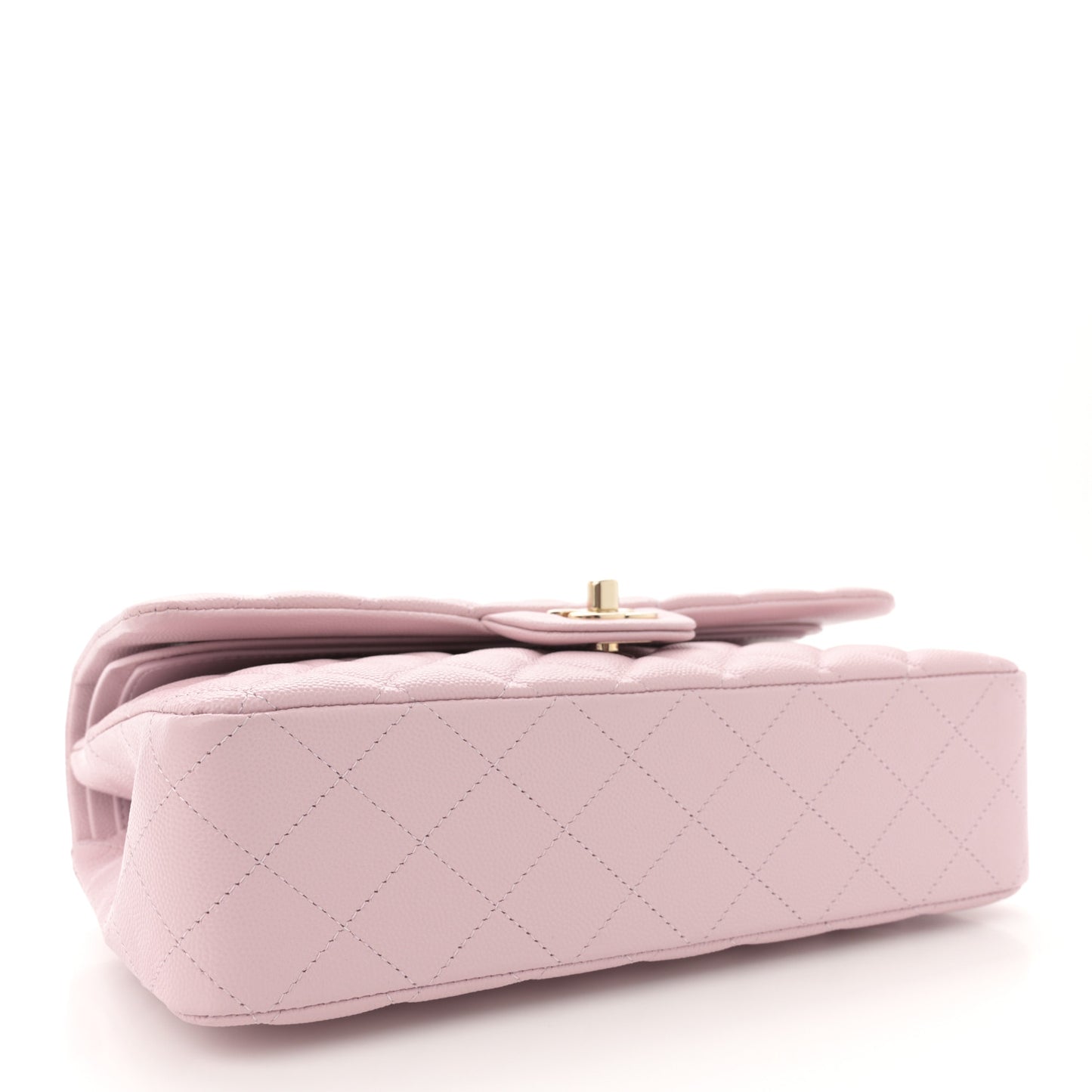 Caviar Quilted Medium Double Flap Light Pink