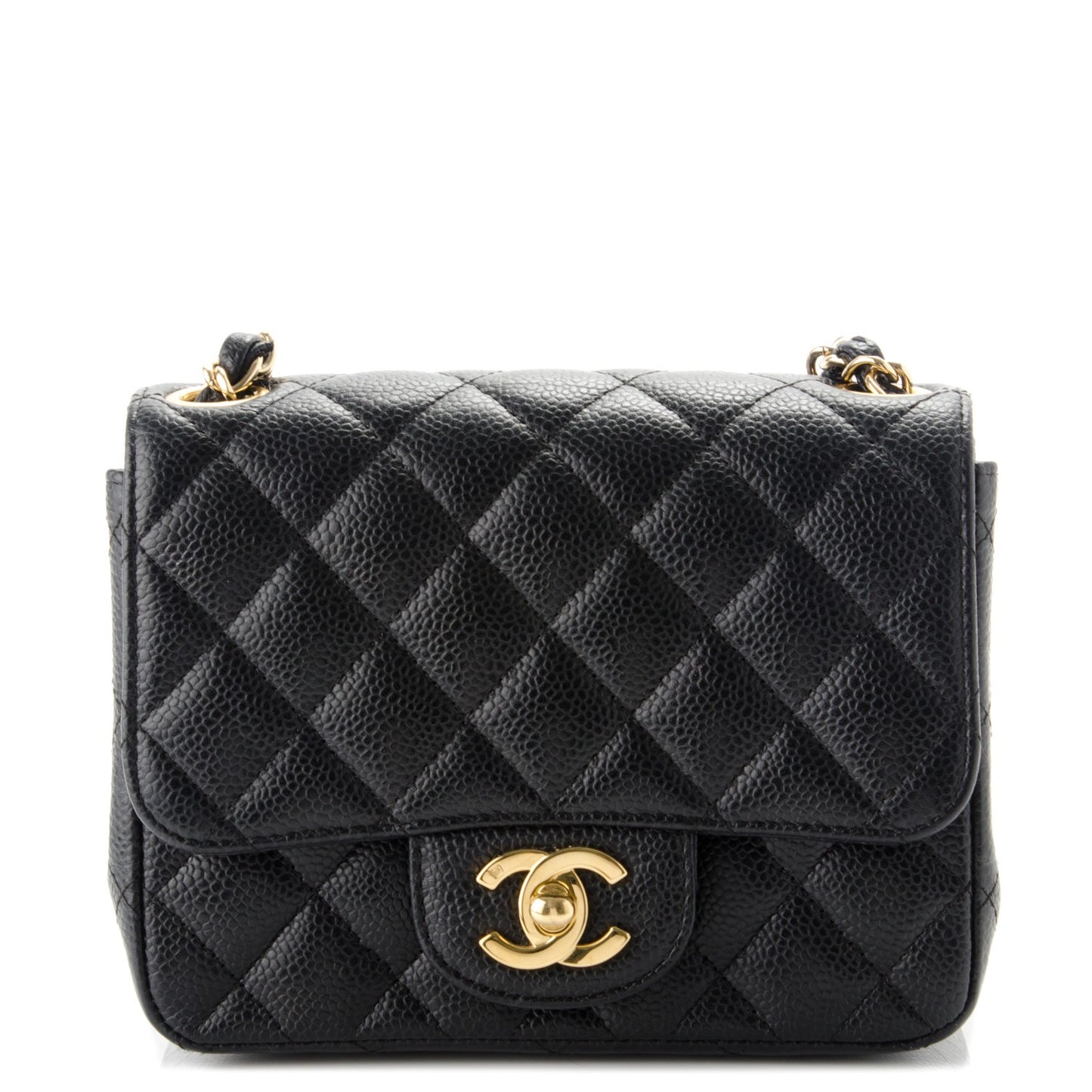 Caviar Quilted Mini Square Flap Black