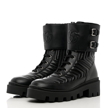 Gucci Nappa Frances GG Matelasse Platform Combat Boots 36 black 3 of 13