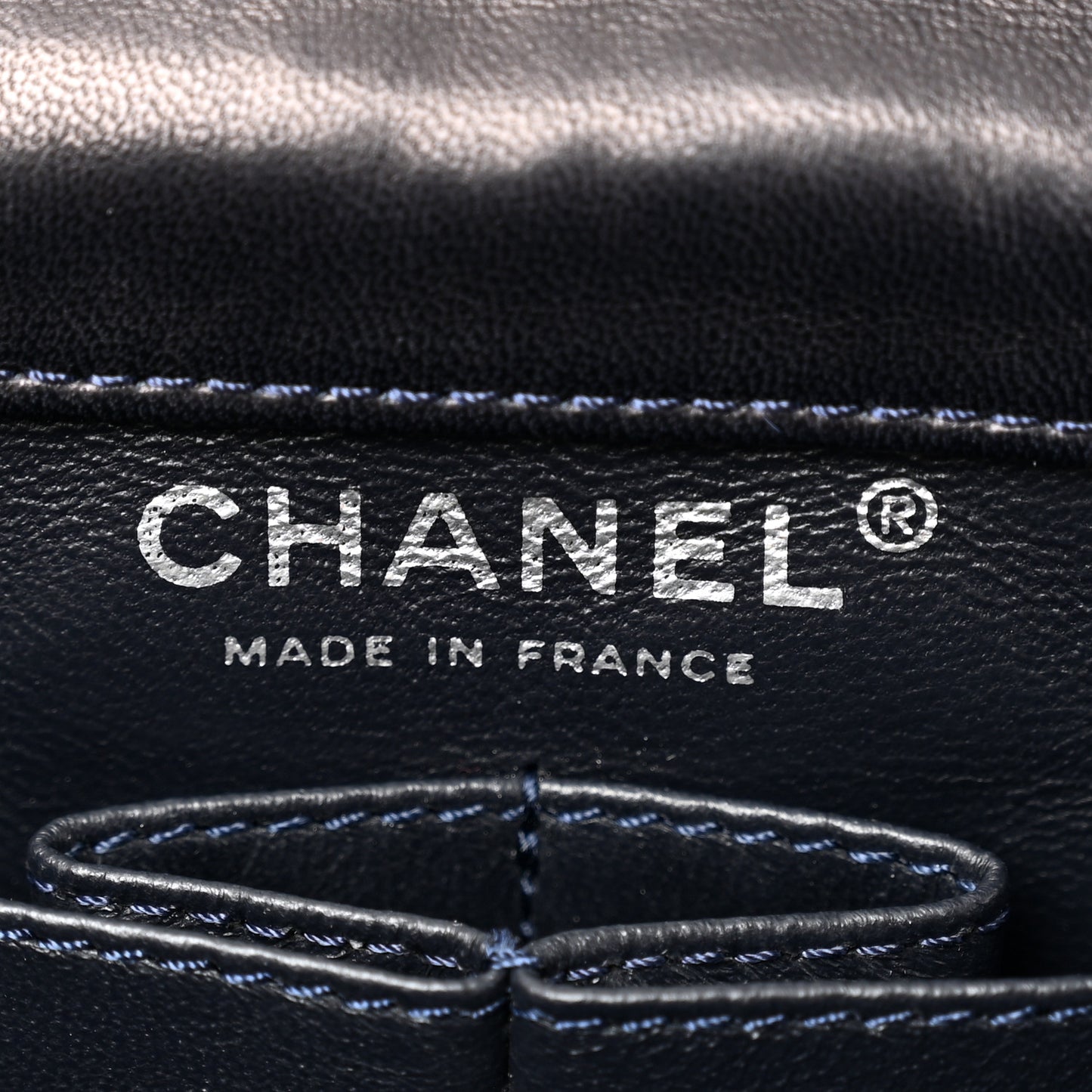 Canvas Sequin Stripe Medium Double Flap Navy Blue