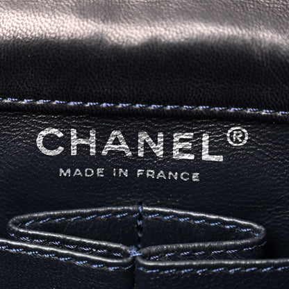 Chanel Canvas Sequin Stripe Medium Double Flap Navy Blue 6 of 11