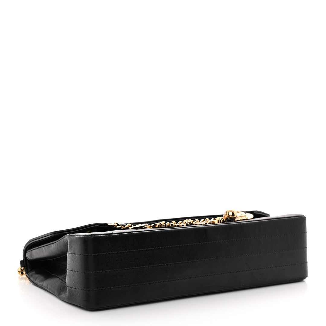 Chanel Lambskin Quilted Crystal Chocolate Bar Charm Flap Black 4 of 15