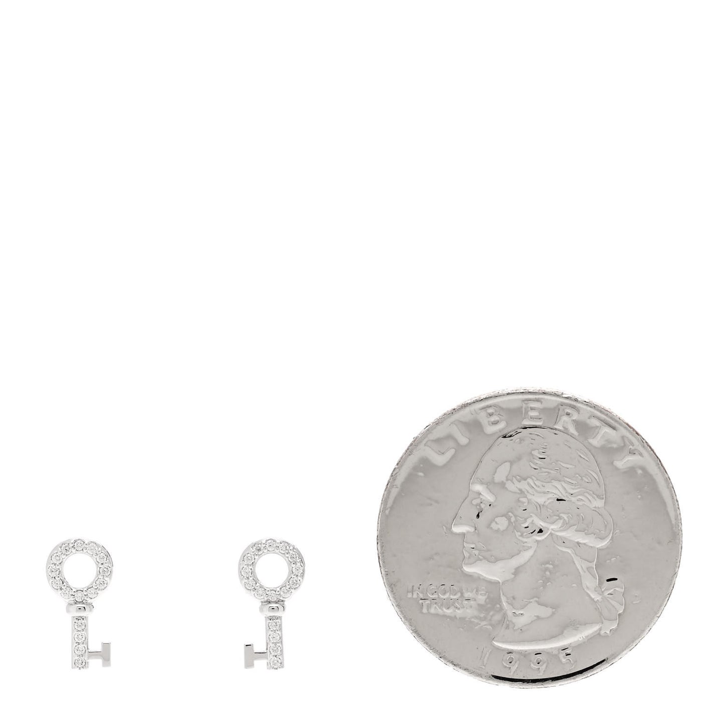 18K White Gold Diamond Mini Key Earrings