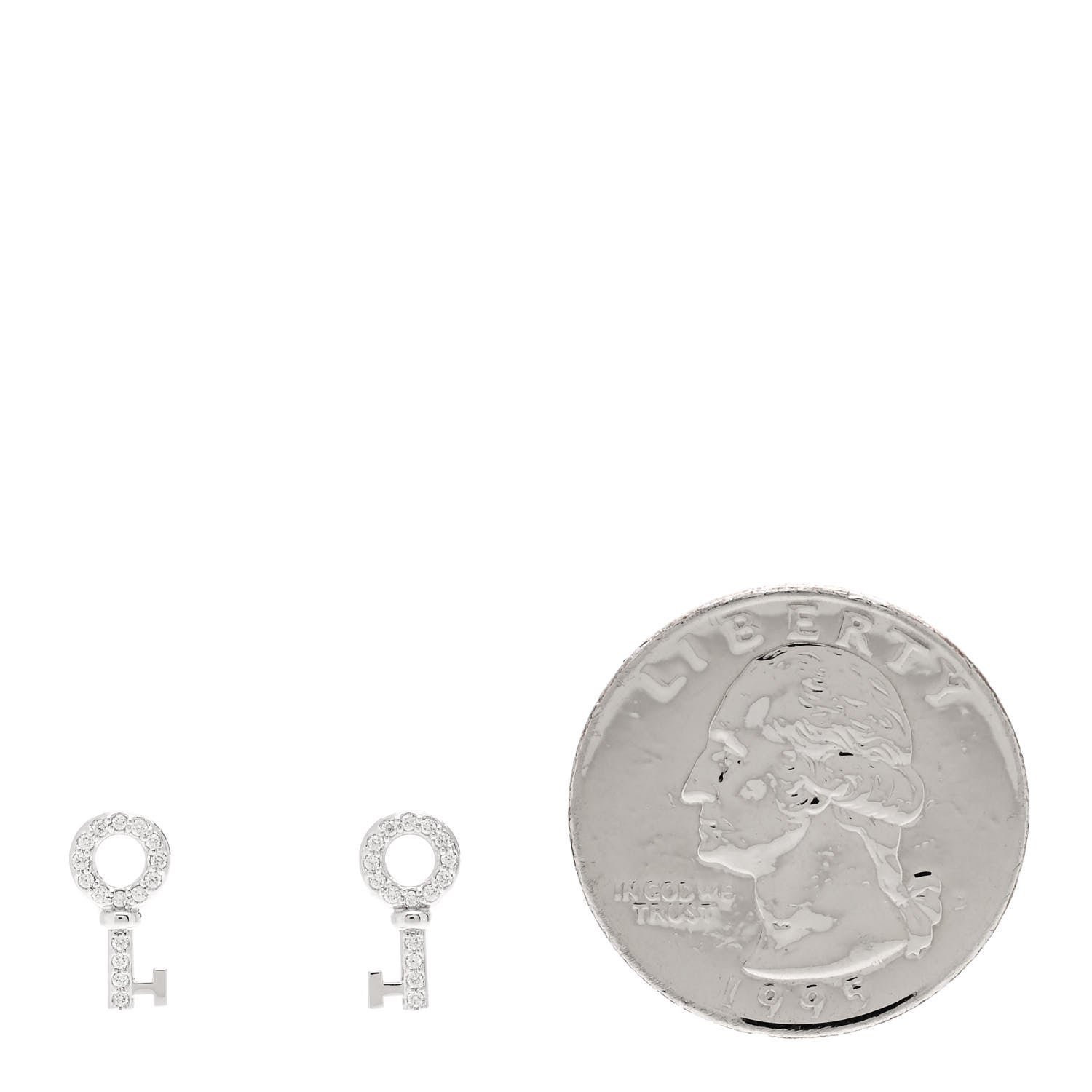 Tiffany 18K White Gold Diamond Mini Key Earrings 2 of 4