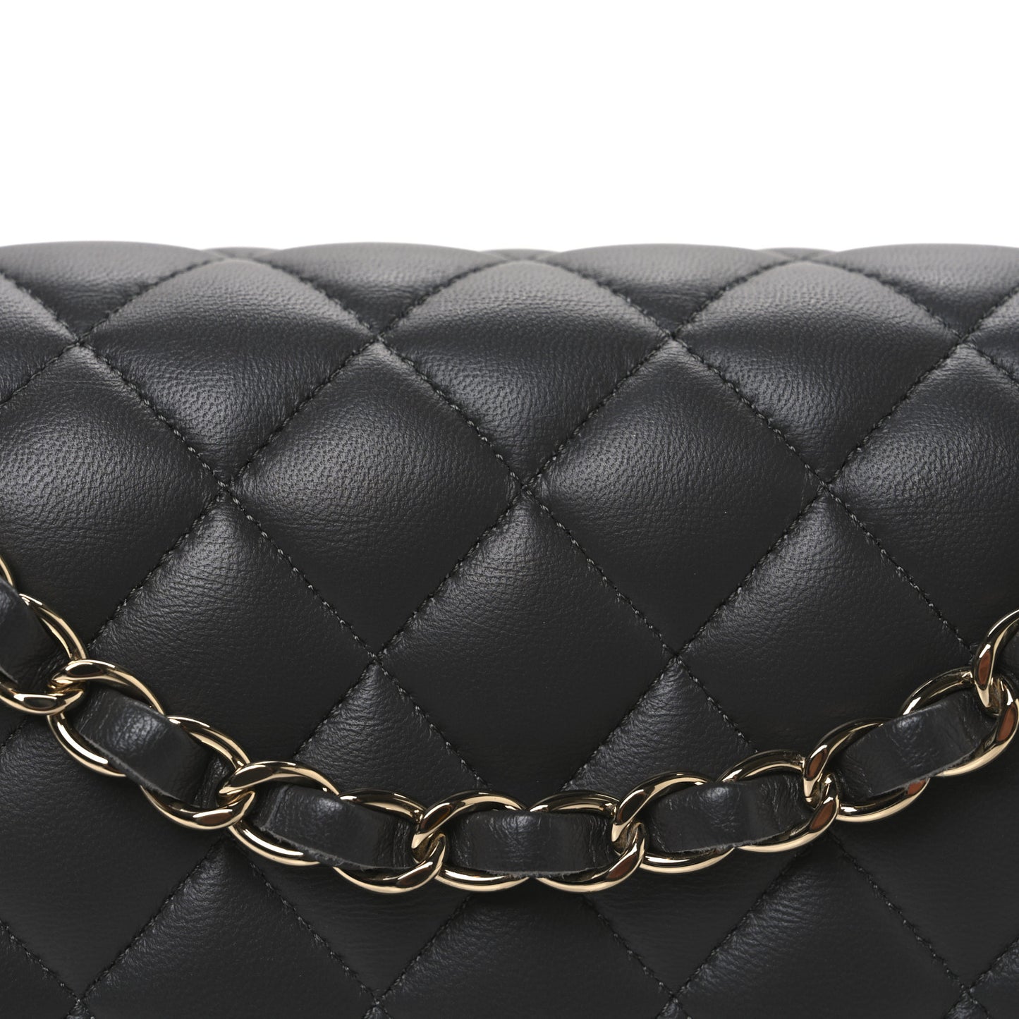 Lambskin Quilted Medium Double Flap Dark Grey