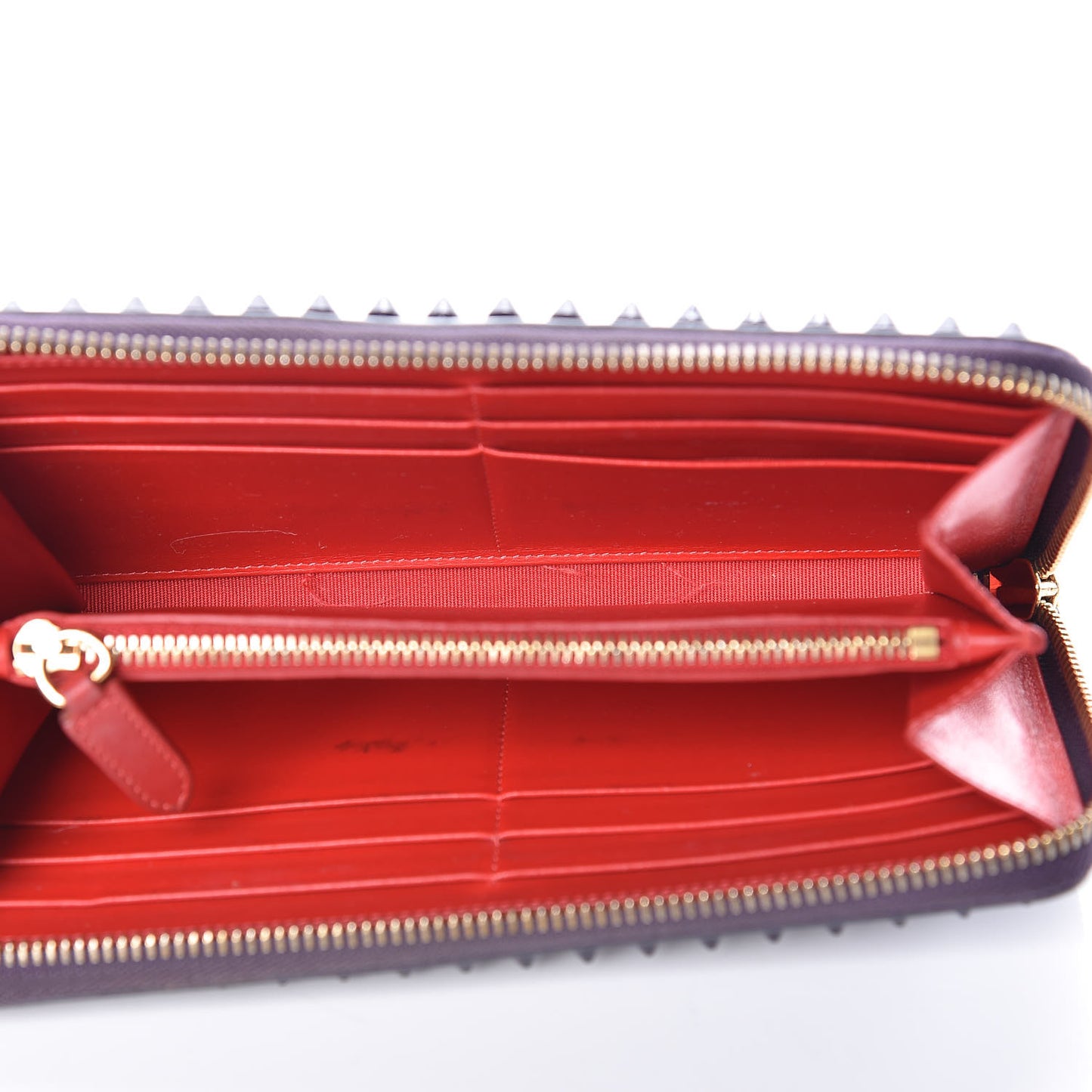 Calfskin Panettone Spiked Zip Around Wallet Iris