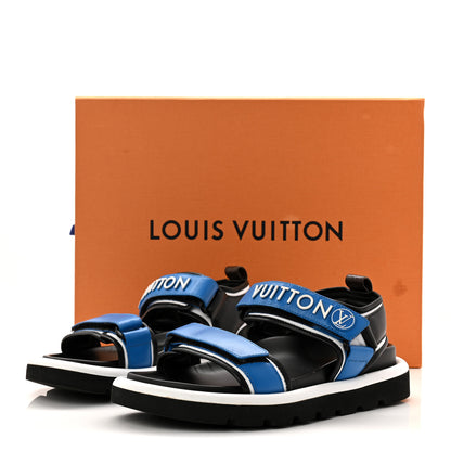 Louis Vuitton Calfskin Monogram Pool Pillow Flat Comfort Sandals 38 Blue 11 of 11