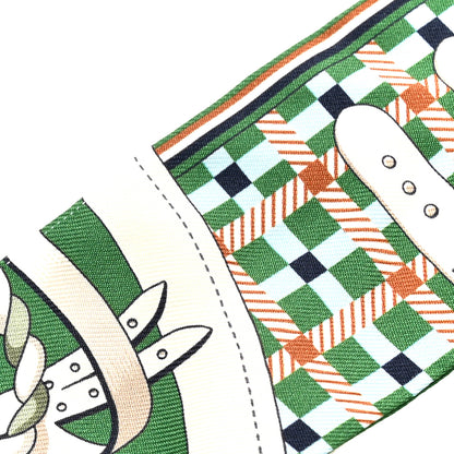 Hermes Silk Les Voitures Nouvelle Twilly Emeraude Creme Ciel 5 of 5