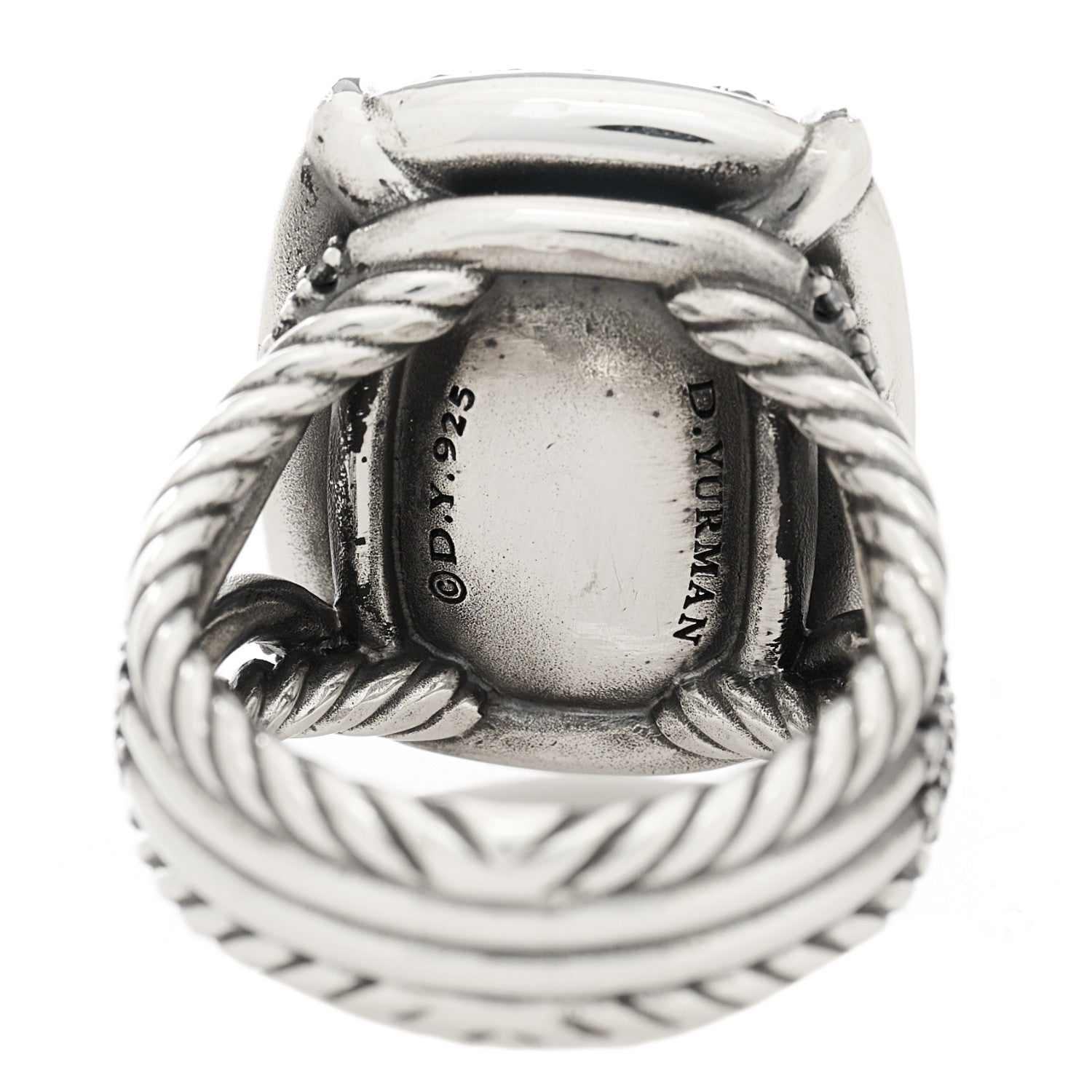 David Yurman Darkened Sterling Silver Diamond Blue Topaz 20mm Chatelaine Ring 56 7.5 5 of 5