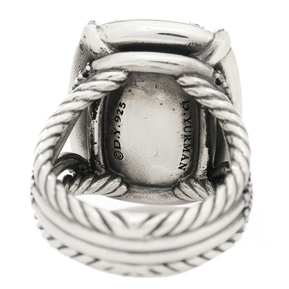 David Yurman Darkened Sterling Silver Diamond Blue Topaz 20mm Chatelaine Ring 56 7.5 5 of 5