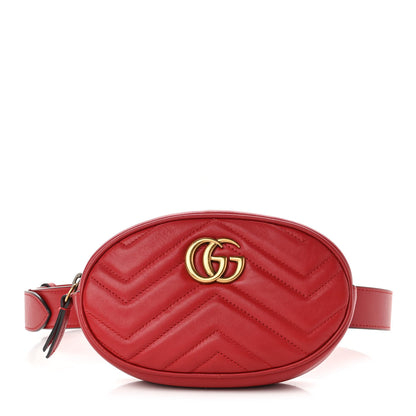 Gucci Calfskin Matelasse GG Marmont Belt Bag 75 30 Hibiscus Red 1 of 12