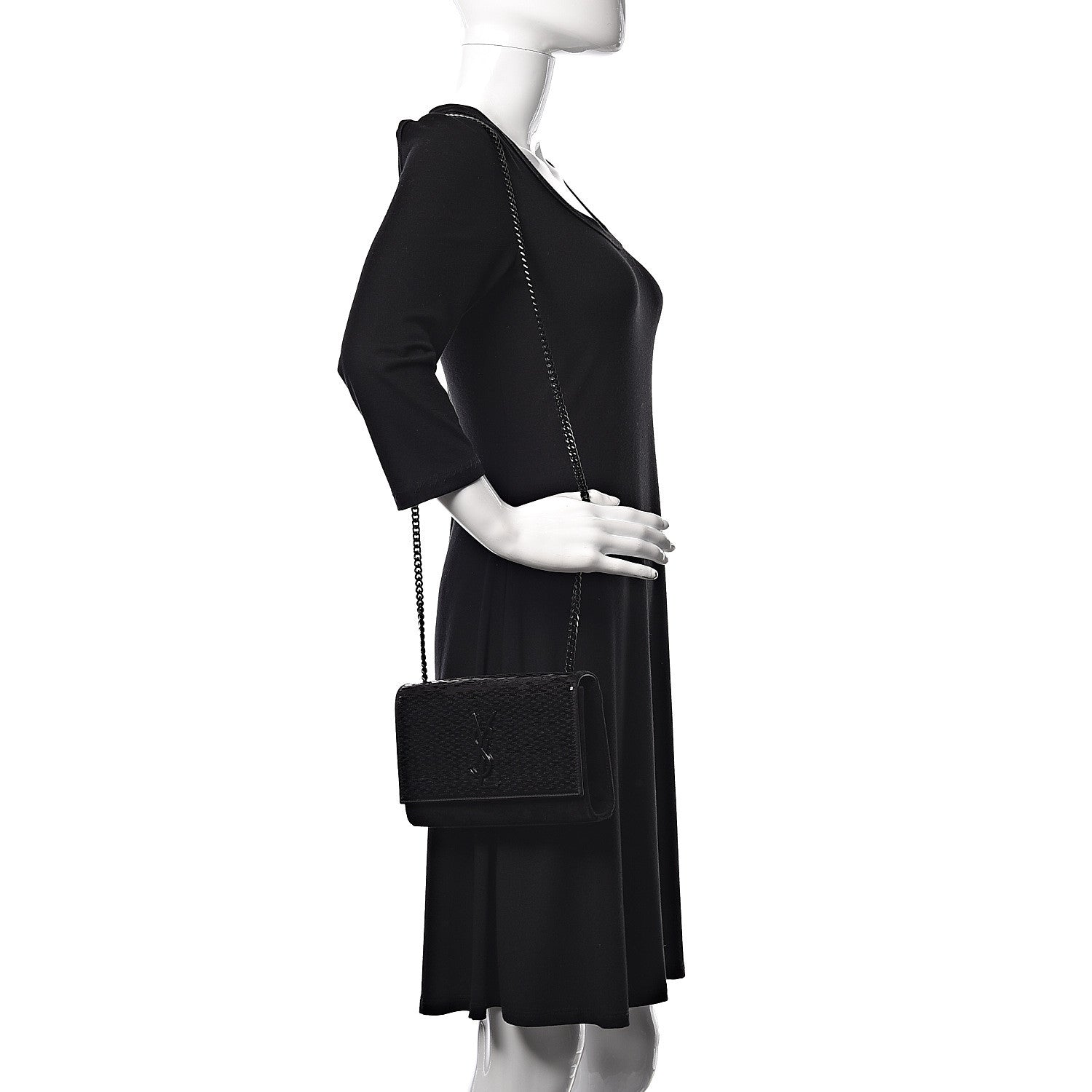 Saint Laurent Suede Sequin Monogram Small Kate Shoulder Bag Black 2 of 10