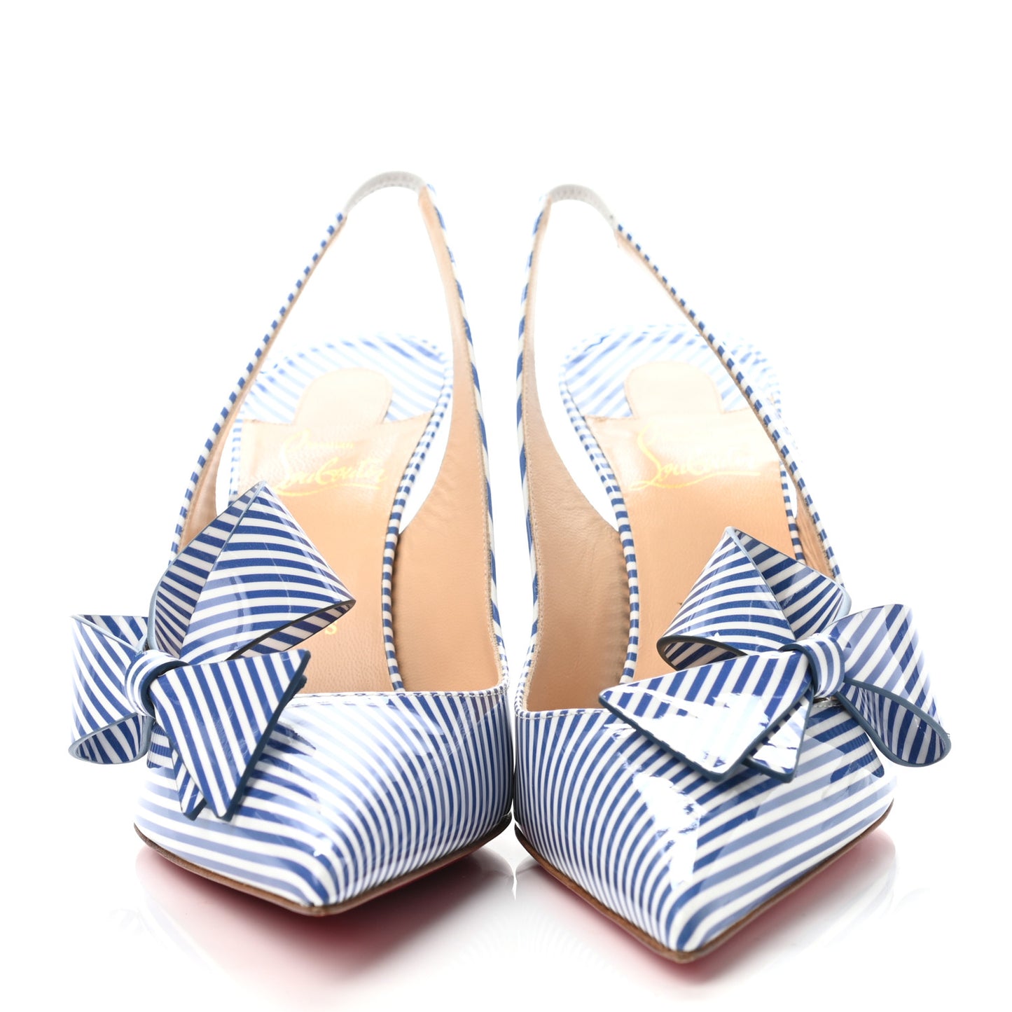 Patent Stripes Clare Nodo 80 Pumps 39.5 Jeans White