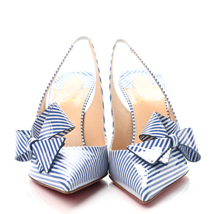 Christian Louboutin Patent Stripes Clare Nodo 80 Pumps 39.5 Jeans White 2 of 4