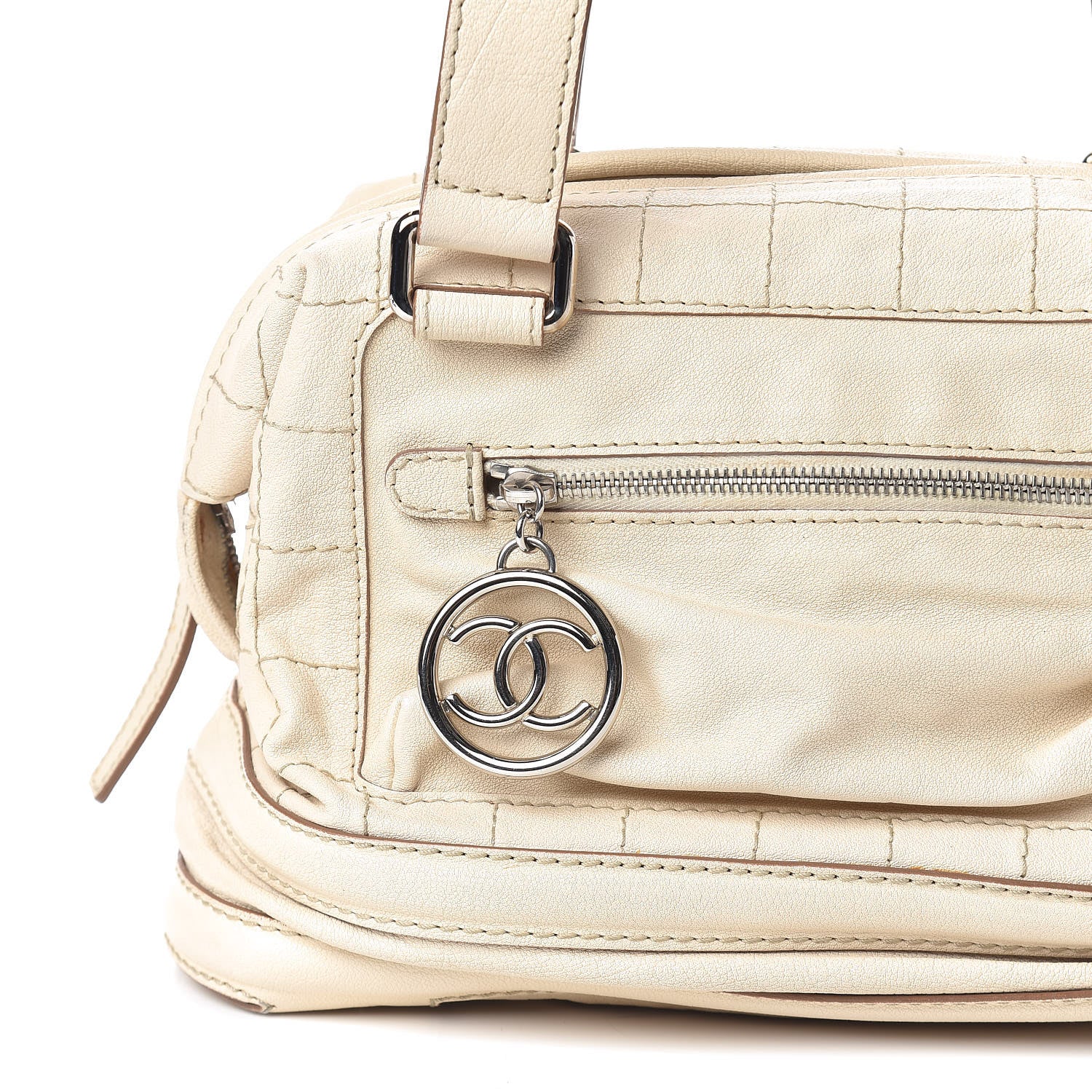Chanel Goatskin Square Stitch Essential Bowler Beige 11 of 11