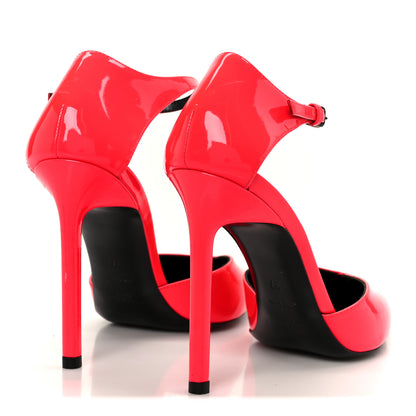 Saint Laurent Patent Anja 105 Ankle Strap Pointed Pumps 37 Fuxia Fluo 5 of 9