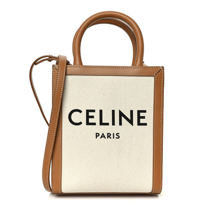Celine Canvas Calfskin Mini Vertical Cabas Natural Tan 1 of 11