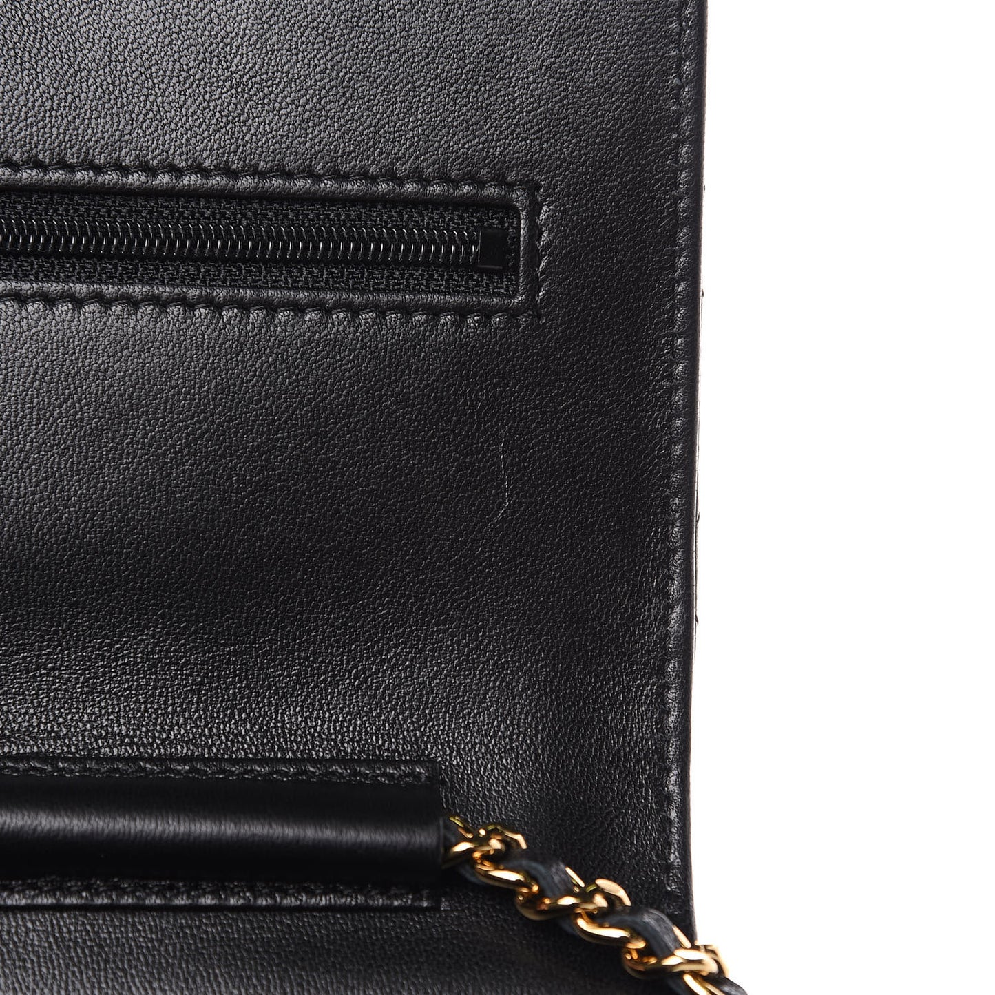 Lambskin Quilted Wallet On Chain WOC Black
