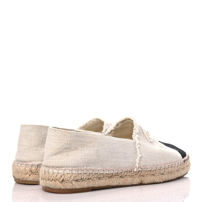Chanel Linen CC Espadrilles 36 Beige Black 4 of 12