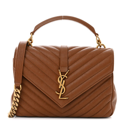 Saint Laurent Sheepskin Matelasse Chevron Monogram Medium College Bag Brick 1 of 10