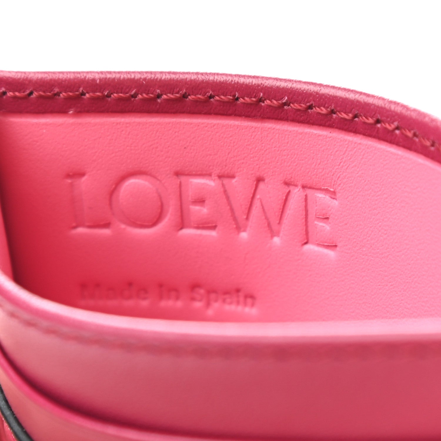 Loewe Calfskin Embossed Puzzle Plain Card Holder Raspberry 6 of 7