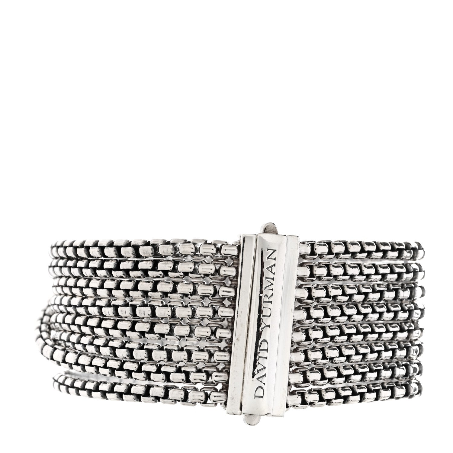 David Yurman Sterling Silver Eight-Row Box Chain Bracelet 2 of 3