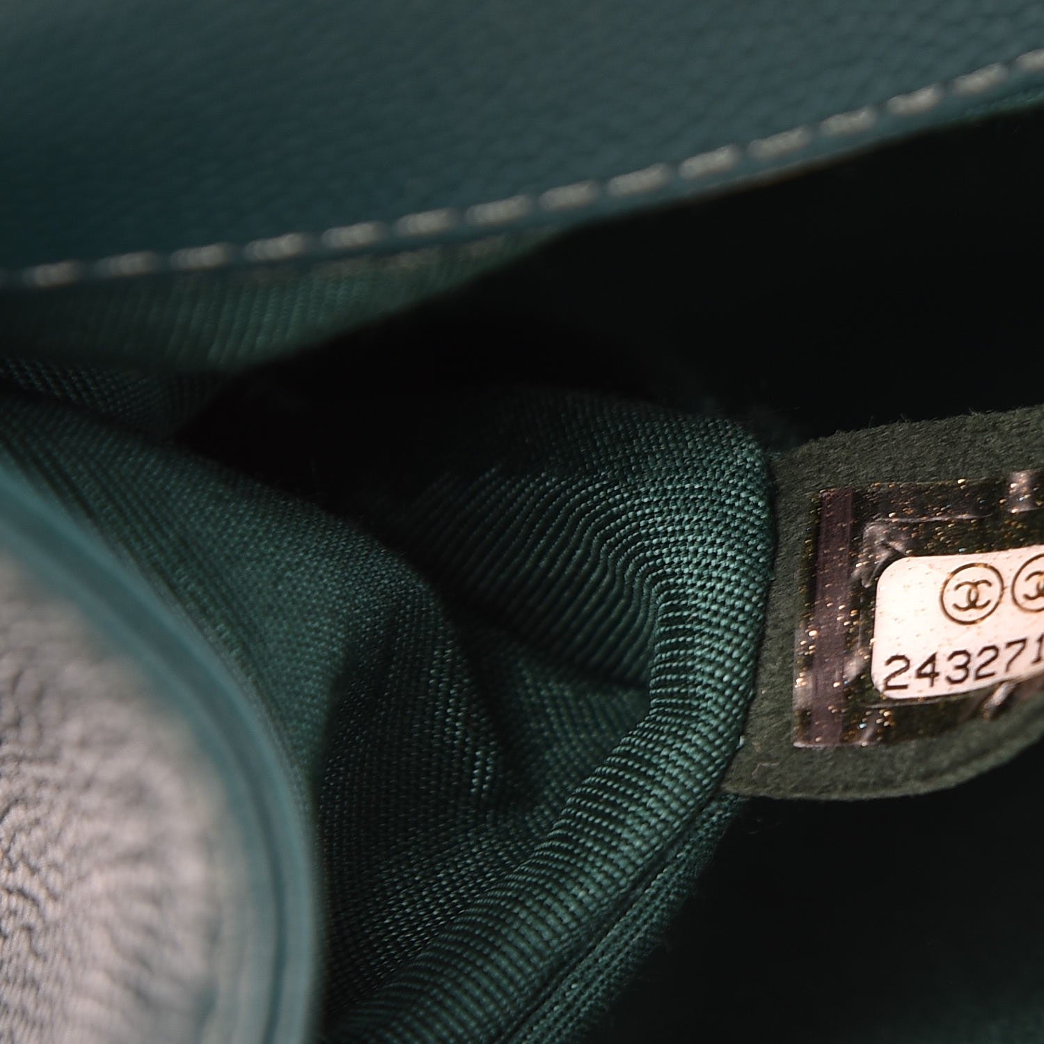 Chanel Caviar Quilted Medium Boy Flap Dark Green 7 of 9