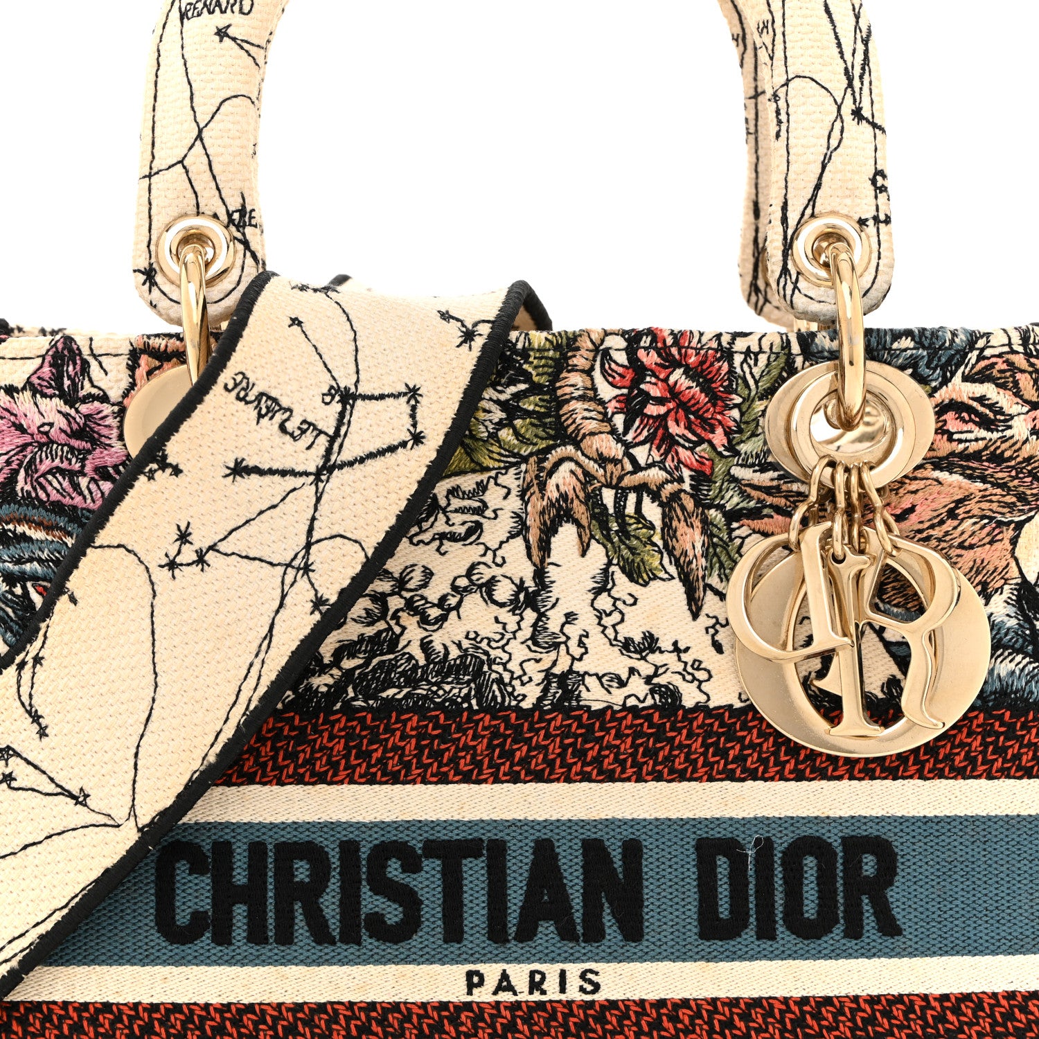 Christian Dior Canvas Constellation Embroidered Medium Lady D-Lite