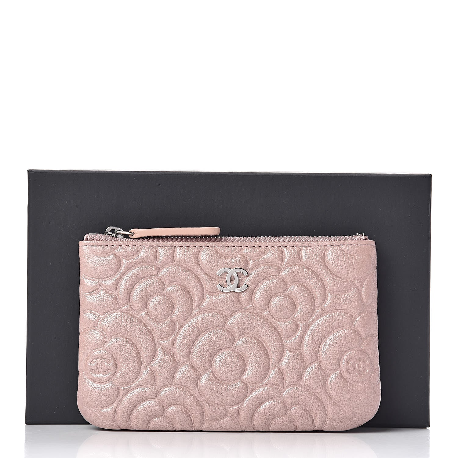 Chanel Goatskin Camellia Embossed Cosmetic Pouch Light Pink 8 of 8