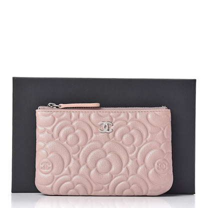 Chanel Goatskin Camellia Embossed Cosmetic Pouch Light Pink 8 of 8