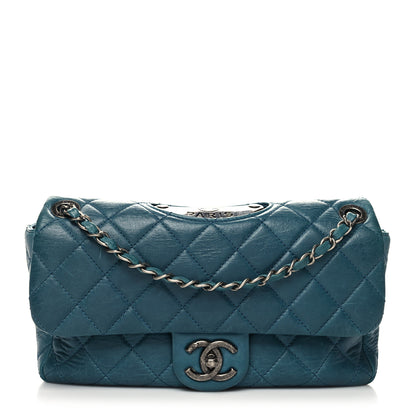 Chanel Calfskin Quilted Large Single Flap Bleu 1 of 13