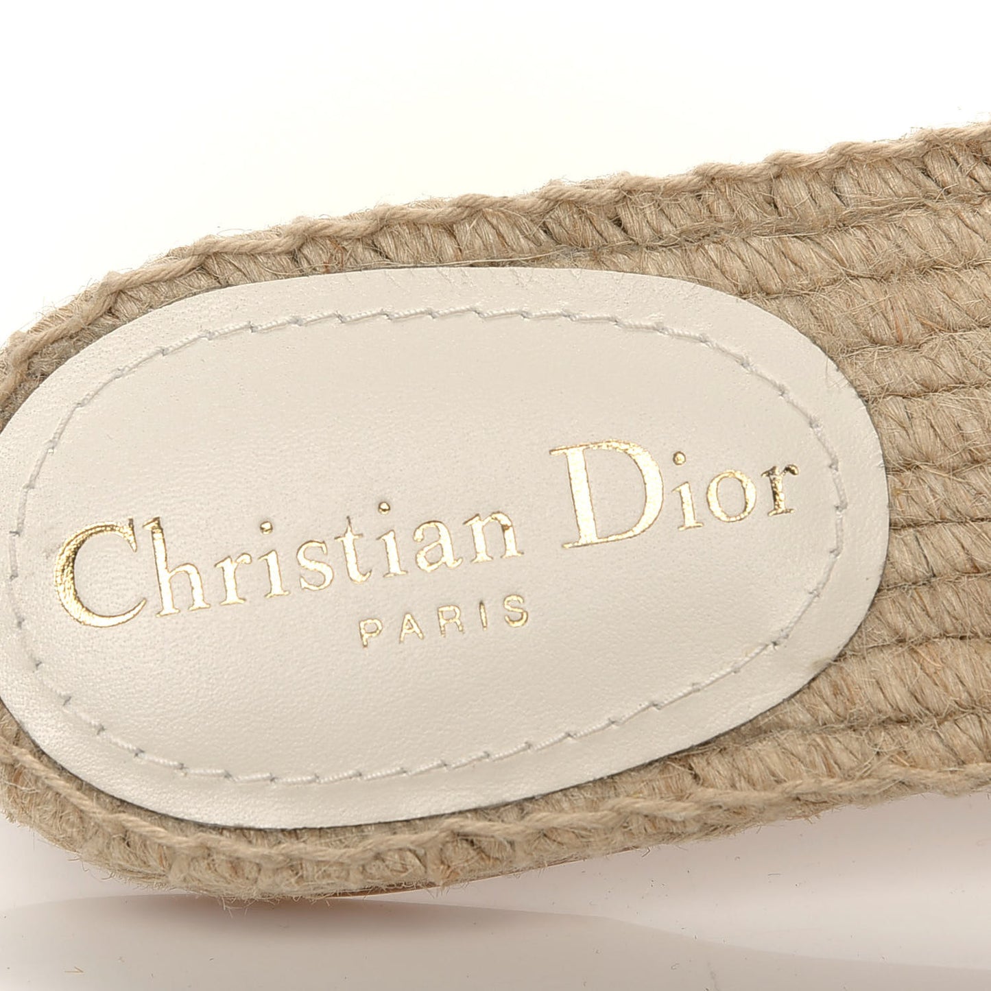 Canvas Embroidered Granville Espadrille Flat Slide Sandals 35 Ivory
