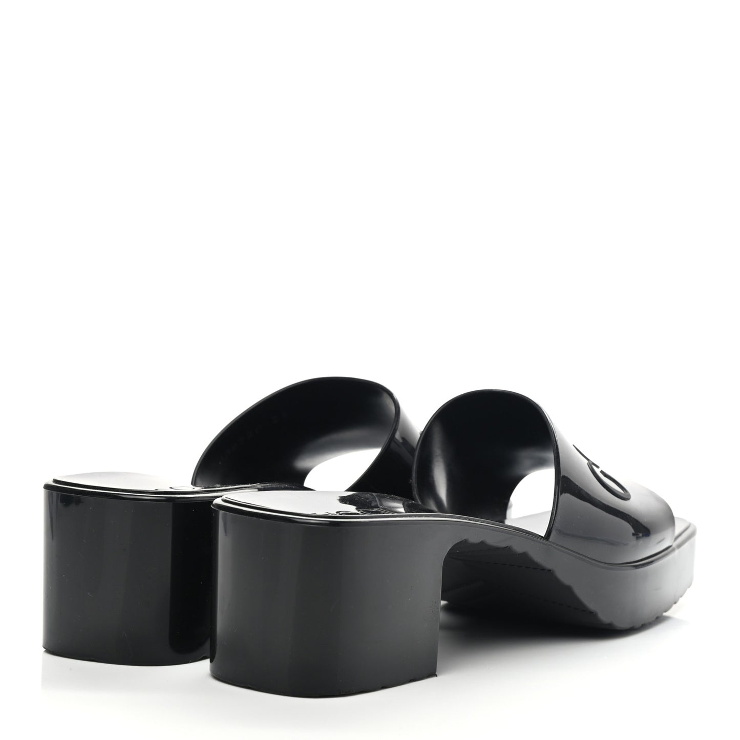 Rubber Gucci Logo Womens Platform 20/60mm Slide Sandals 38 Black