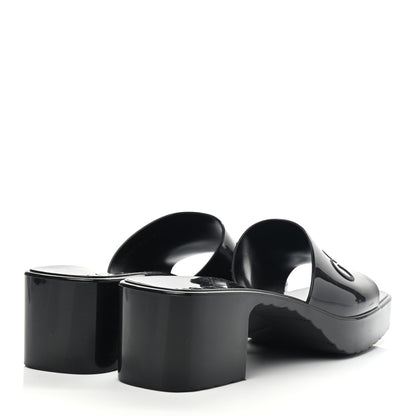 Gucci Rubber Gucci Logo Womens Platform 20/60mm Slide Sandals 38 Black 4 of 7