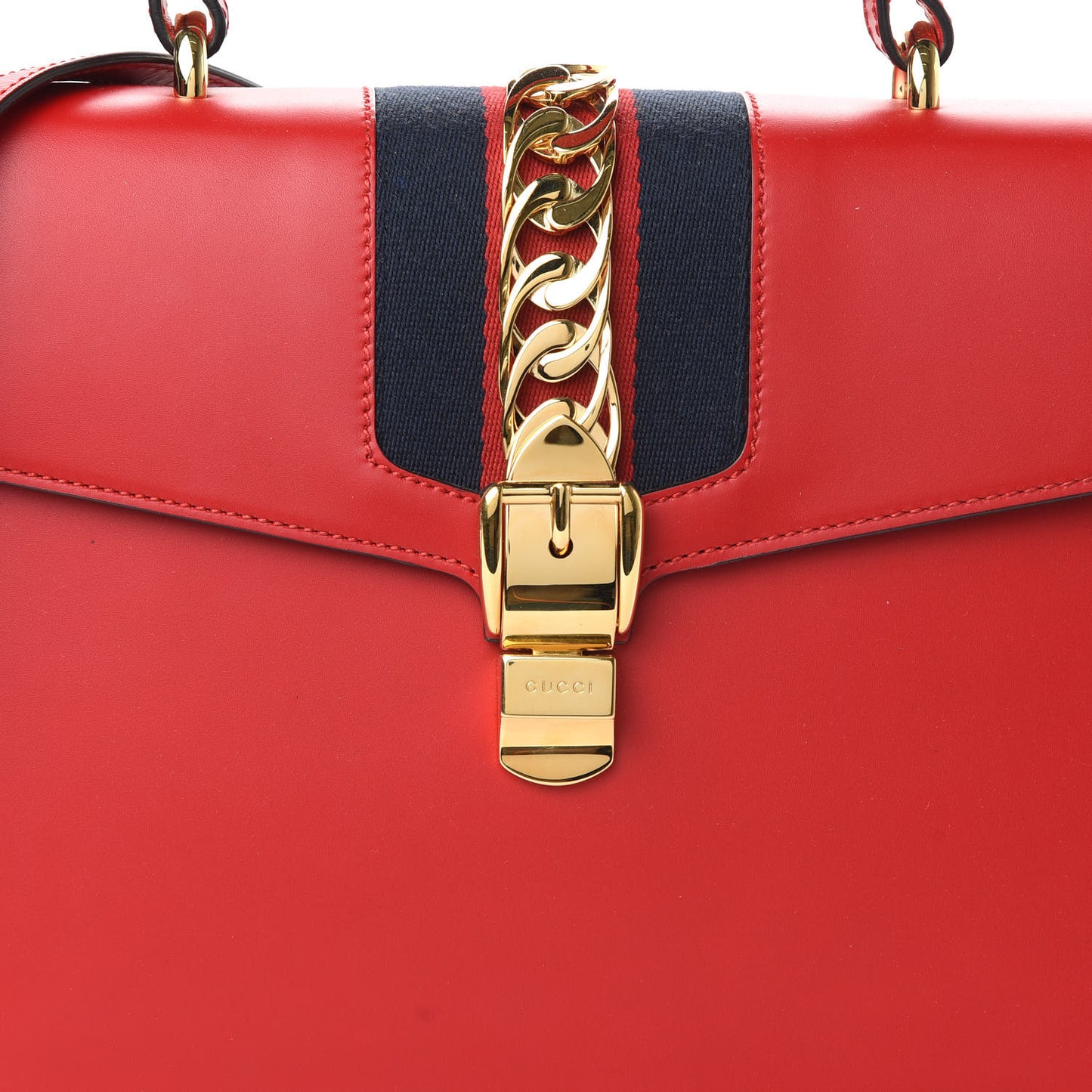 Calfskin Medium Sylvie Top Handle Bag Hibiscus Red