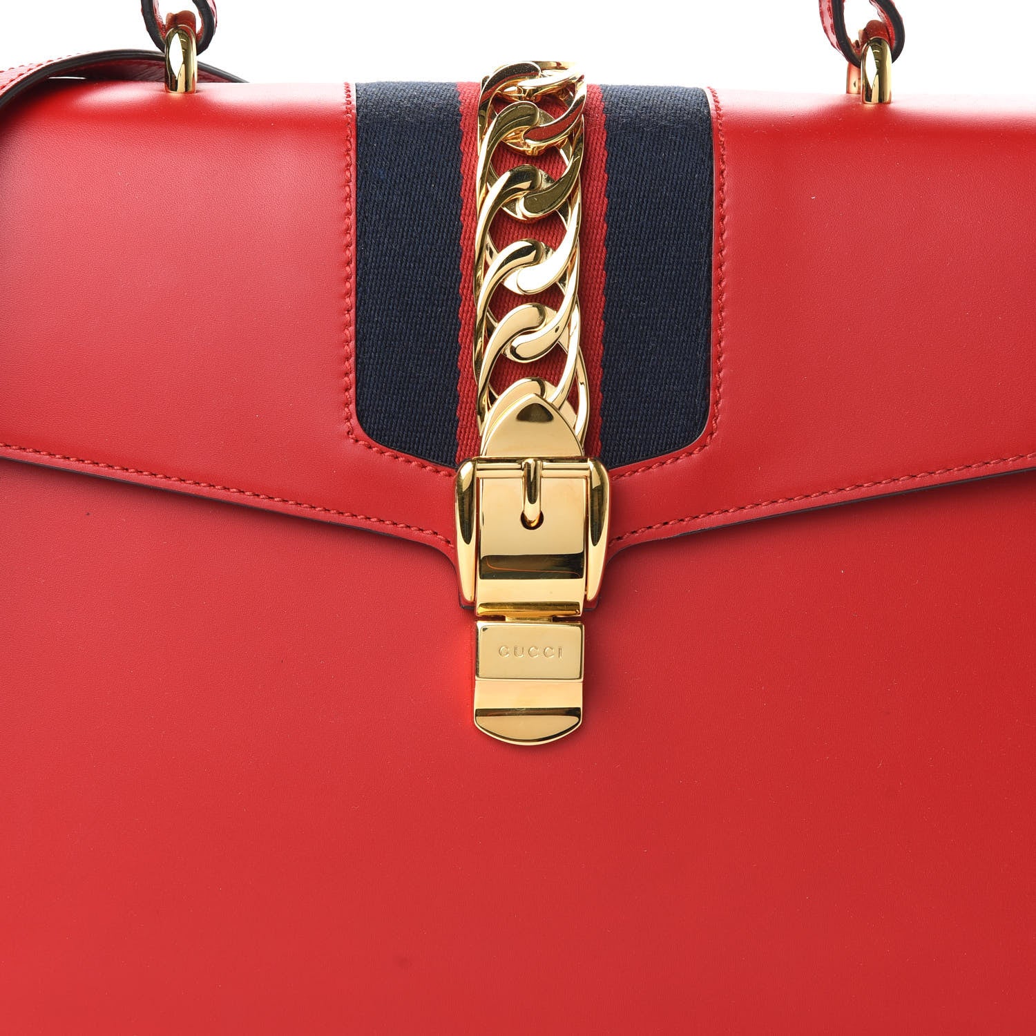 Gucci Calfskin Medium Sylvie Top Handle Bag Hibiscus Red 10 of 10