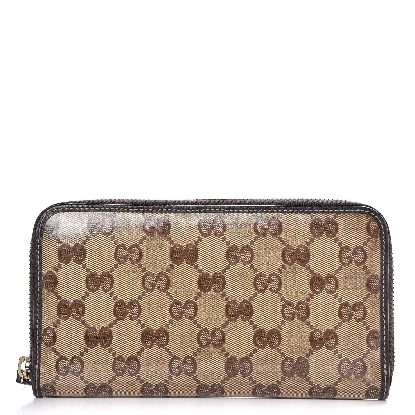 Crystal Monogram Zip Around Wallet Brown