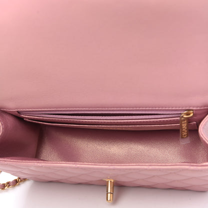 Chanel Iridescent Lambskin Quilted Mini Top Handle Rectangular Flap Pink 5 of 11