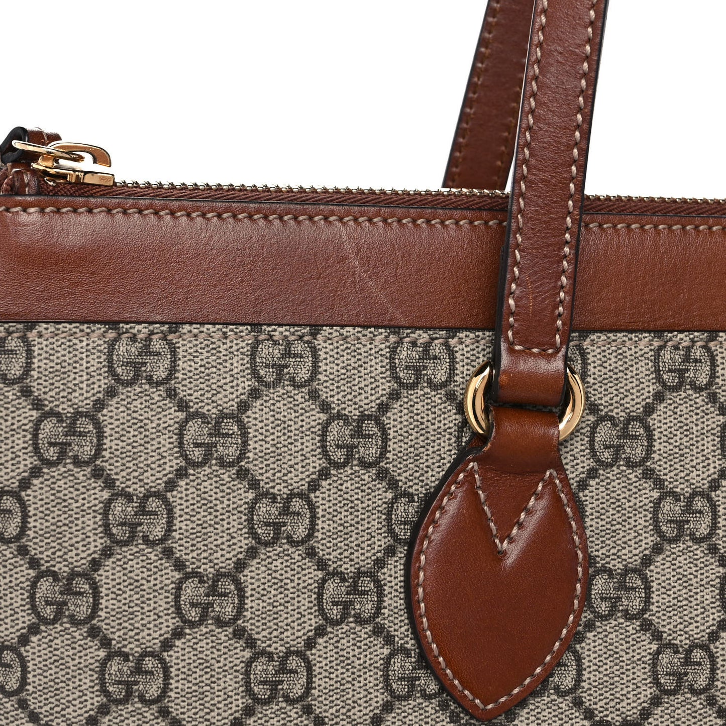 GG Supreme Monogram Medium Zippered Bucket Tote Beige Tuscany