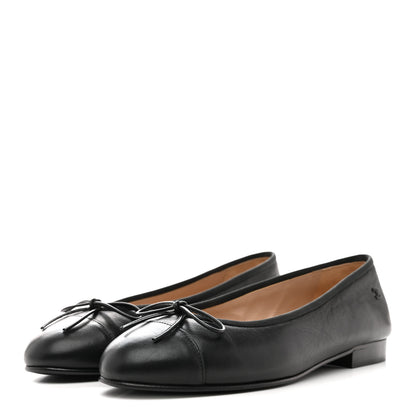Chanel Lambskin Cap Toe CC Uniform Ballerina Flats 37 Black 4 of 8
