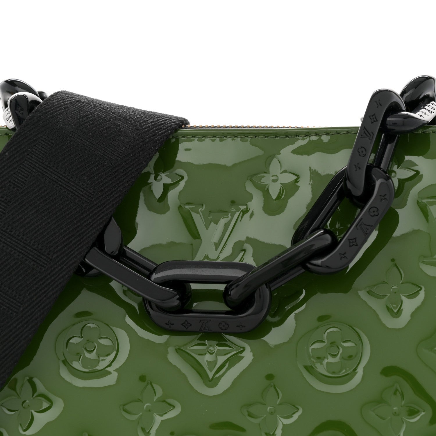 Louis Vuitton Patent Embossed Monogram Coussin PM Green Black 7 of 9