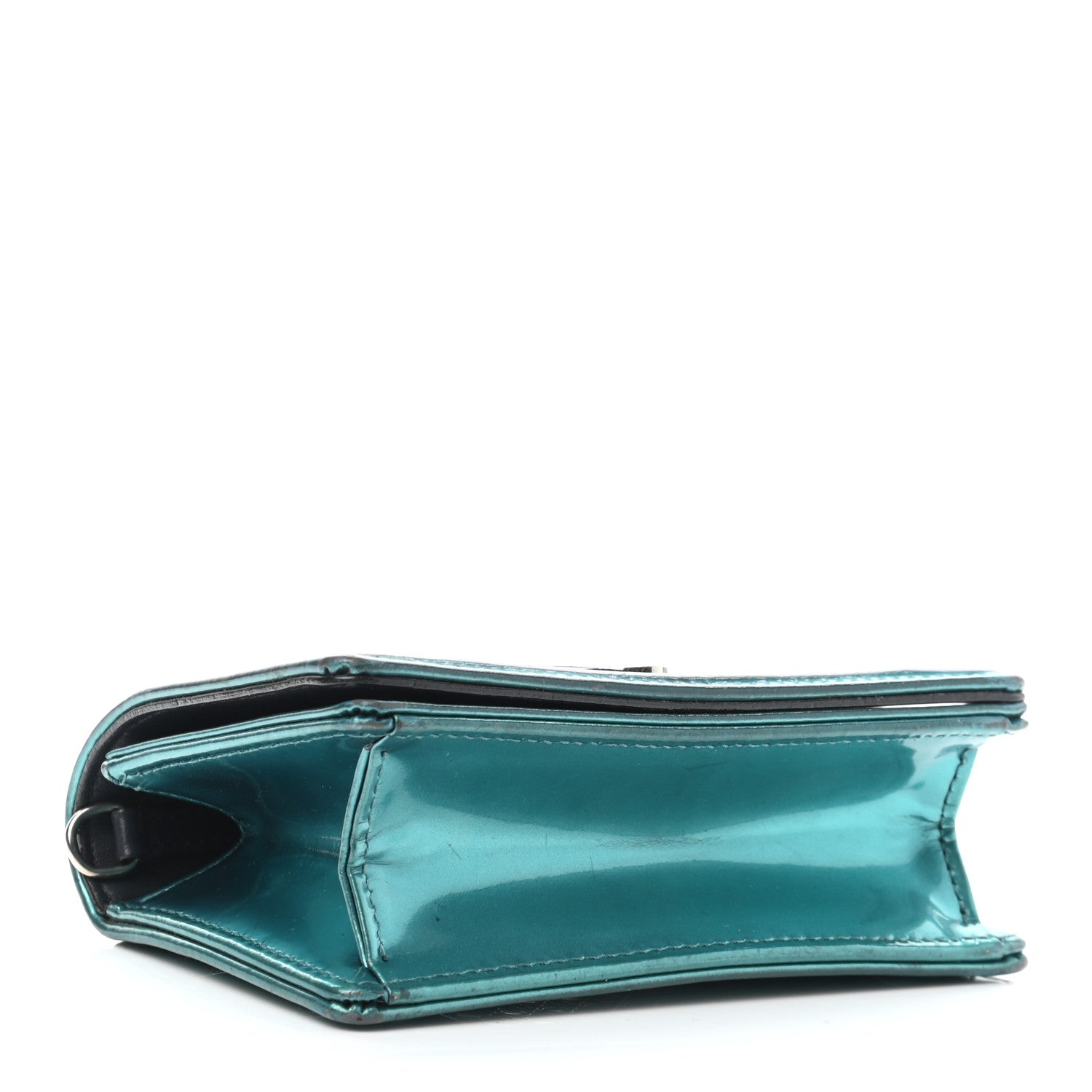 Christian Dior Metallic Patent Micro-Cannage Baby Diorama Flap Bag Green 4 of 13
