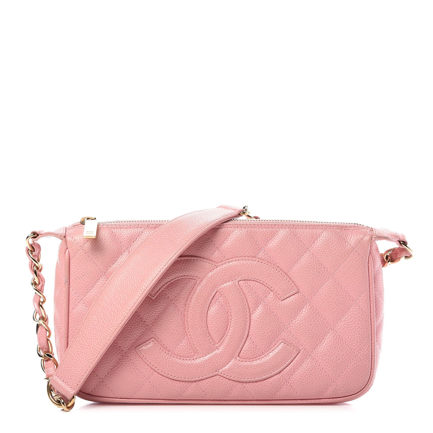 Caviar Quilted Pochette Pink