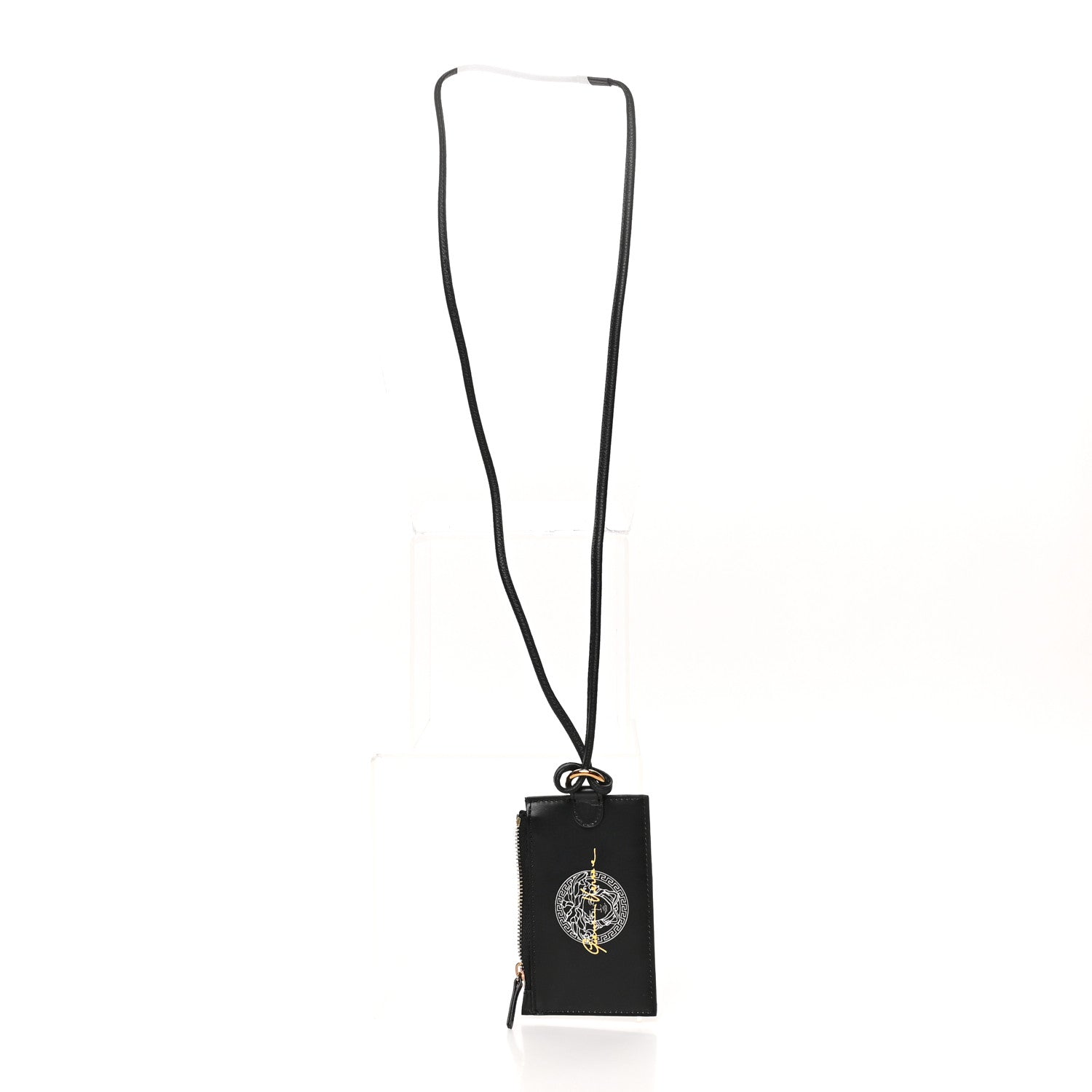 Versace Calfskin Logo Medusa Lanyard Wallet Black 3 of 6