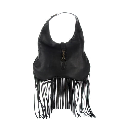Gucci Grained Calfskin Large New Jackie Nouveau Fringe Hobo Black 1 of 7