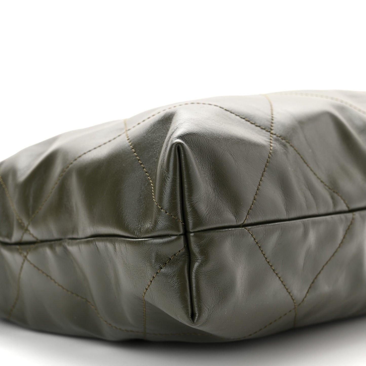 Shiny Calfskin Quilted Chanel 22 Khaki