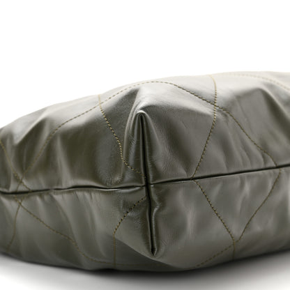 Chanel Shiny Calfskin Quilted Chanel 22 Khaki 10 of 11